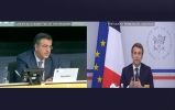 Apostolos Tzitzikostas podczas debaty online z Prezydentem Francji.