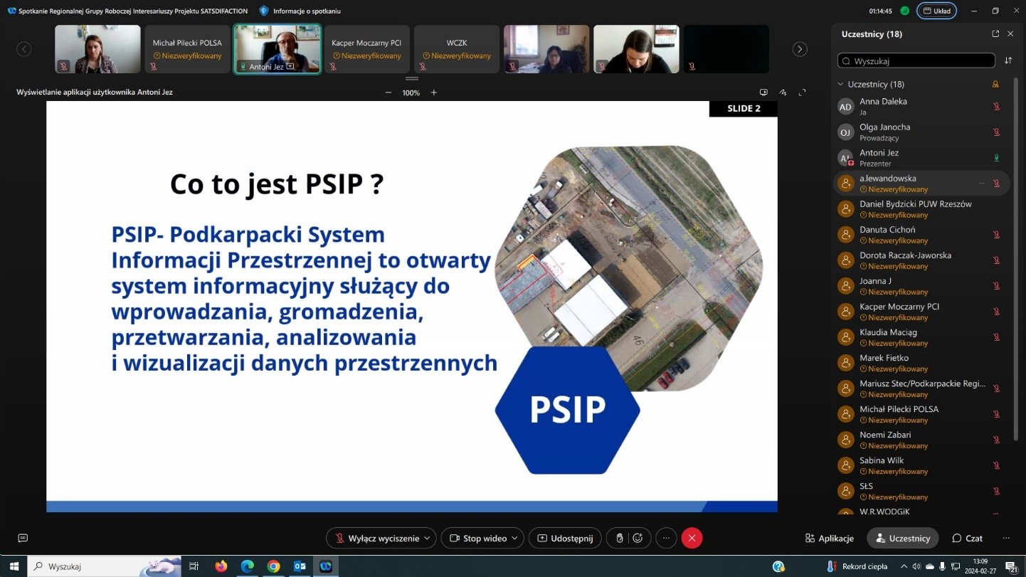 Prezentacja PSIP jako przykład Dobrej Praktyki w ramach projektu SATSDIFACTION