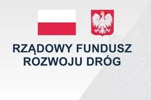 Grafika przedstawiająca mapę Polski oraz godło, pod spodem napis: Rządowy Fundusz Rozwoju Dróg